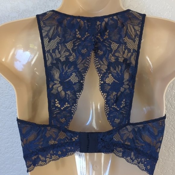 Soma Size M Bralette Navy Embraceable Signature Lace Back Detail - Picture 3 of 5